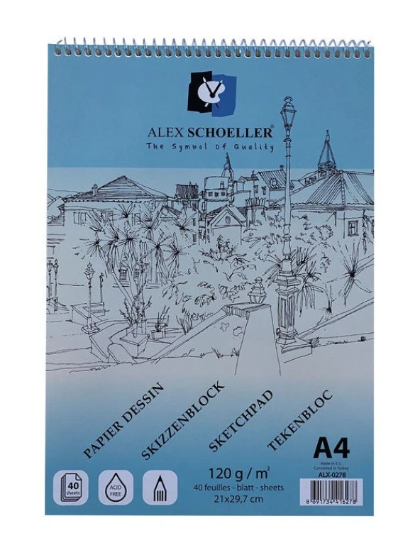 Alex Schoeller Spiralli Eskiz Defteri 120 gr. 40 yp. A4 ürün görseli 1