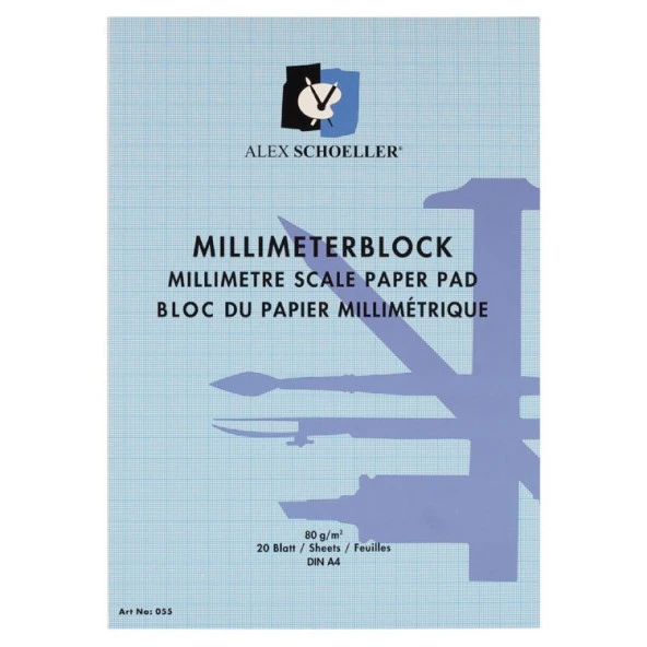 Alex Schoeller Milimetrik Blok A4 20 Sayfa Mavi ürün görseli 1