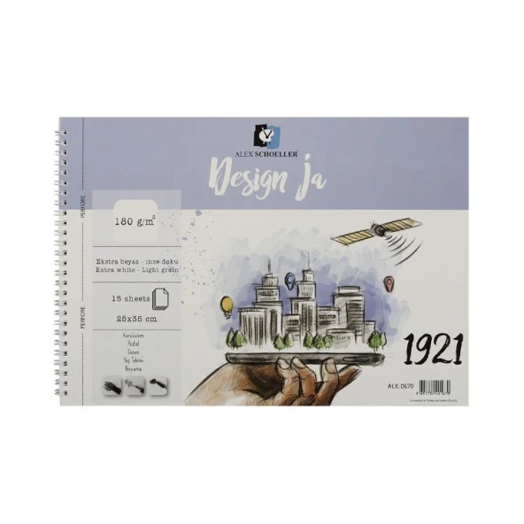 Alex Schoeller Design Ja 180 gr. İnce Dokulu Resim Defteri 25x35 cm. 15 Sayfa ürün görseli 1