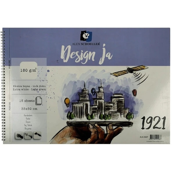 Alex Schoeller Design Ja 180 gr. İnce Dokulu Resim Defteri 35x50 cm. 15 Sayfa ürün görseli 1