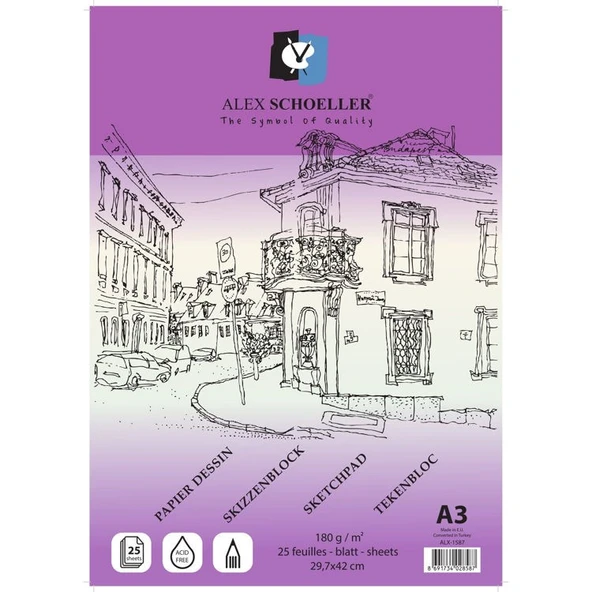Alex Schoeller Spiralli Eskiz Defteri 180 gr. 25 yp. A3 ürün görseli 1