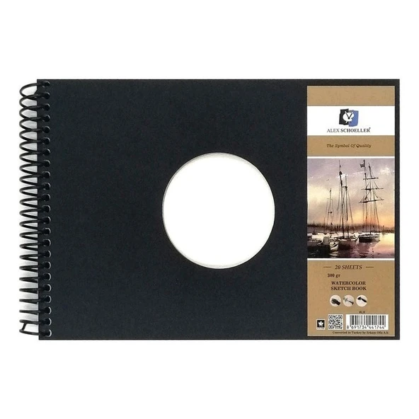 Alex Schoeller Watercolor Sketchbook Sert Kapak Spiralli Suluboya Defteri A4 300 gr 20 yp ürün görseli 1