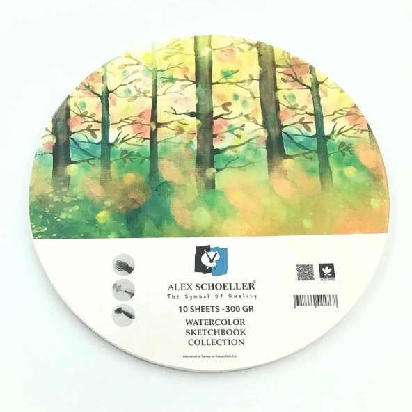 Alex Schoeller Yuvarlak Suluboya Blok 300 gr 20x20 cm 10 yp ürün görseli 1