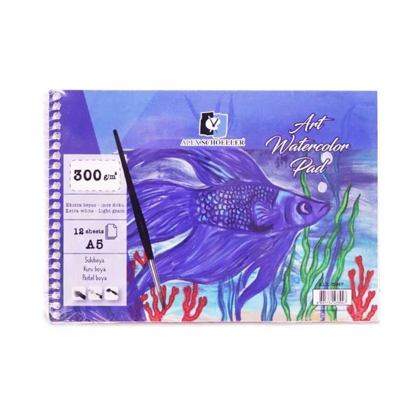Alex Schoeller Art Watercolour Pad A5 Spiralli Suluboya Defteri 300 gr 12 yp ürün görseli 1