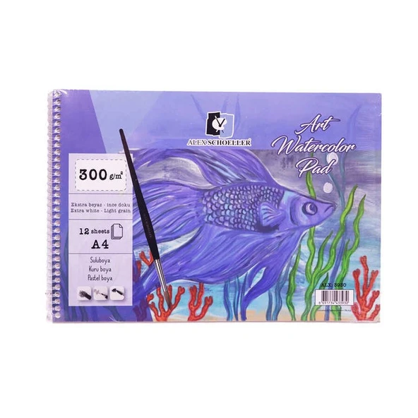 Alex Schoeller Art Watercolour Pad A4 Spiralli Suluboya Defteri 300 gr 12 yp ürün görseli 1
