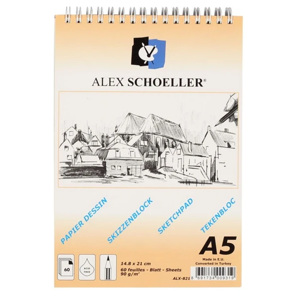 Alex Schoeller Spralli Eskiz Çizim Blok 90 gr. A5 60 Sayfa ürün görseli 1