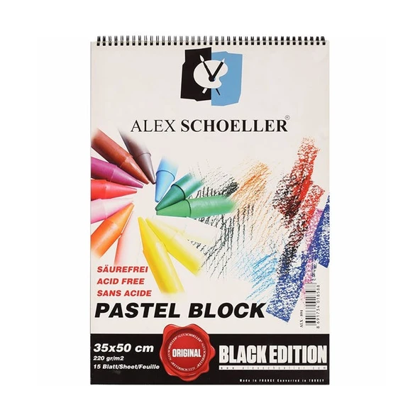 Alex Schoeller SİYAH Pastel Fon Blok 220 gr. 35x50 cm. 15 Sayfa ürün görseli 1