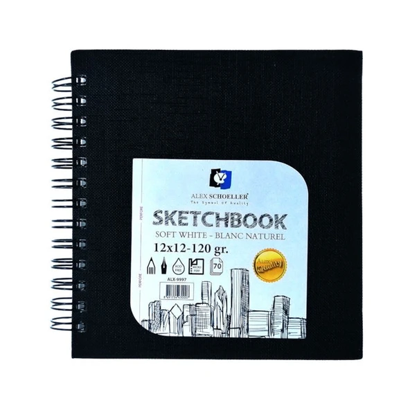 Alex Schoeller Sketchbook Sert Kapak Spiralli Eskiz Defteri 12x12 cm 120 gr 70 yp ürün görseli 1