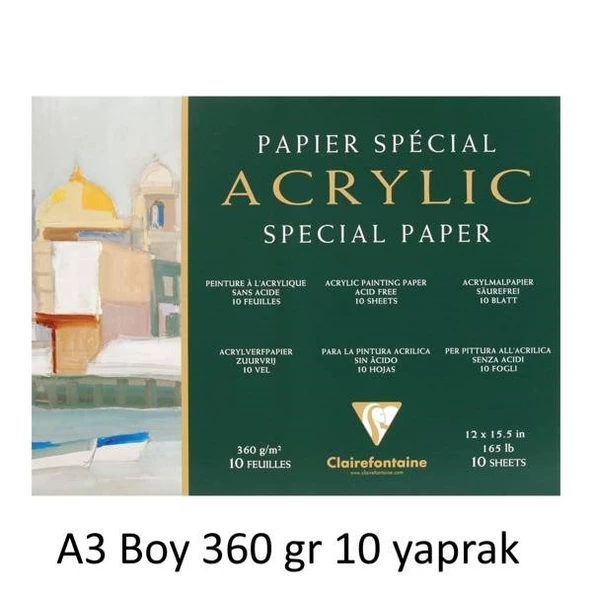 Clairefontaine Acrylic Special Paper Akrilik Blok A3 360 gr 10 Yaprak ürün görseli 1