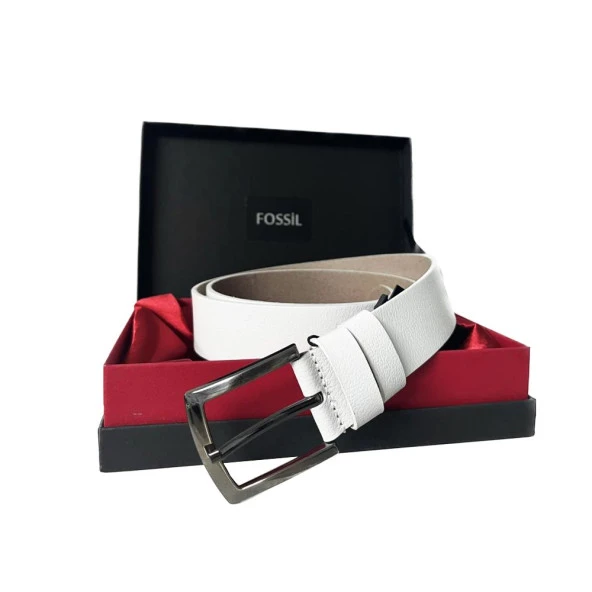 Fossil Beyaz Hakiki Düz Deri Spor 4 cm Erkek Kemeri-130 ürün görseli 1