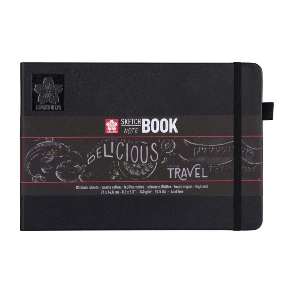 Sakura Sert Kapak Skechbook Siyah Kağıt 140 gr 21x15 cm 80 yp ürün görseli 1
