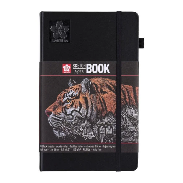 Sakura Sert Kapak Skechbook Siyah Kağıt 140 gr 13x21 cm 80 yp ürün görseli 1