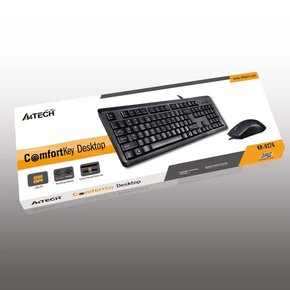 A4 TECH KR-9276 Q USB STANDART KLAVYE+OPTİK MOUSE - Resim 2