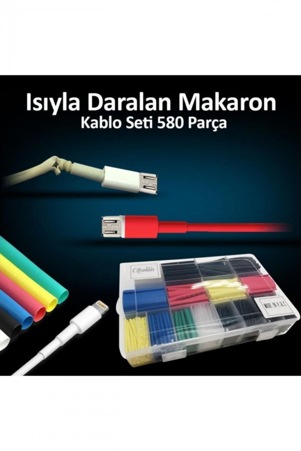 Şarj Kablosu Tamir Kiti Isıyla Daralan Makaron Kablo Seti 580 Parça ürün görseli 1