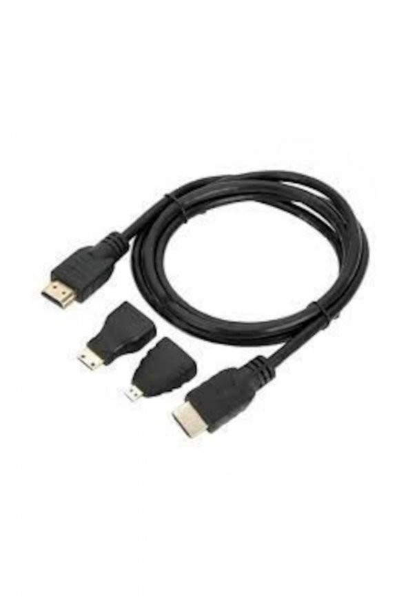 Hdmi To Hdmi Kablo Set Mini Micro Standart Altın Uçlu Dönüştürücü ürün görseli 1