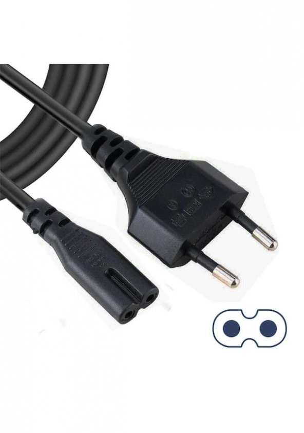 Teyp Fiş - Notebook Adaptör Power Kablosu 2 Pin - 1.5 Metre ürün görseli 1