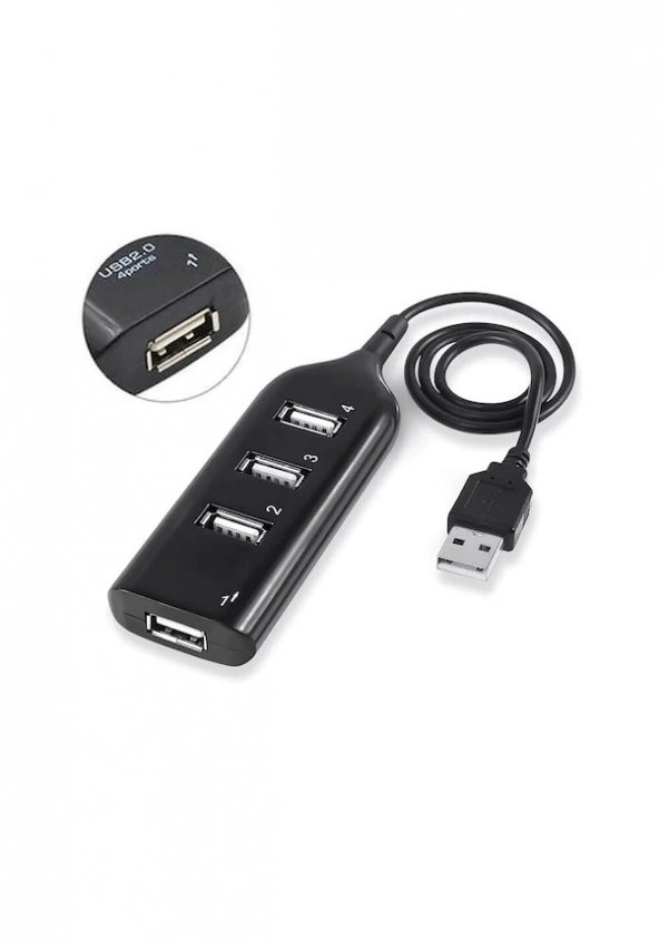 4 Port USB Hub USB 2.0 Çoklayıcı Siyah ürün görseli 1