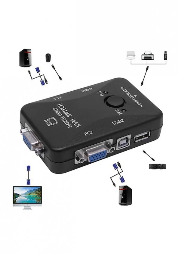 2 Port Usb Kvm Switch 2 Pc Kasa Tek Kontrol - Resim 2