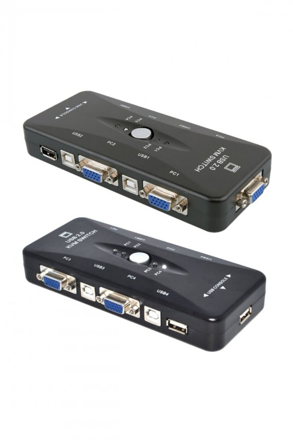 4 Port Usb Kvm Switch + 4 Adet Vga Kvm Kablo - Resim 3