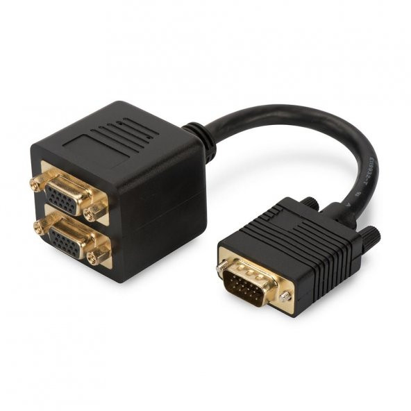 VGA Y Splitter Kablosu, 1 x  HD15 erkek <-> 2 x HD15 dişi yuva, 0.20 metre, CU, AWG28, çift ka ürün görseli 1