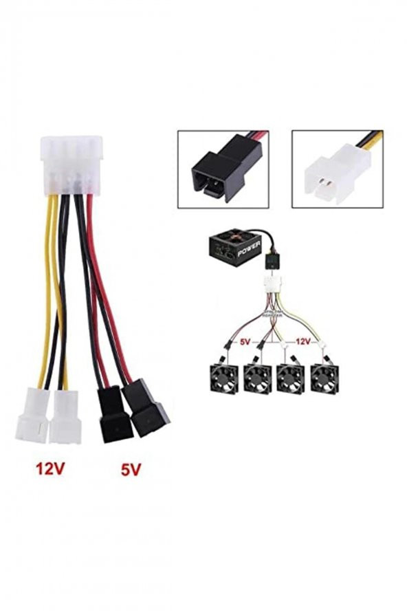 4475 Fan Çoklayıcı Kablosu Splitter 4 Pin Switch 3 Pin 3 Port ürün görseli 1