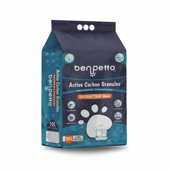 BENPETTO A250 Aktif Karbon Granüllü 10 Lt Kedi Kumu / Cat Litter ürün görseli 1
