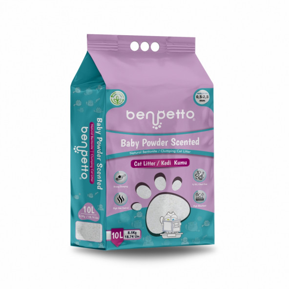 BENPETTO B250 Bebek Pudrası Parfümlü  10 Lt Kedi Kumu / Cat Litter ürün görseli 1