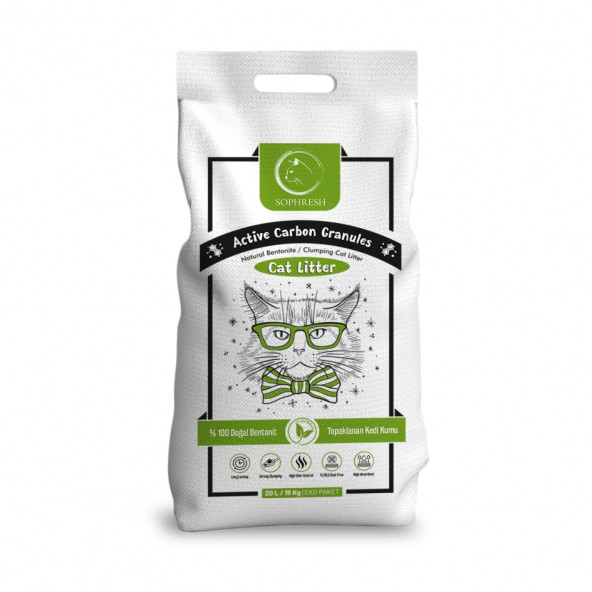 SOPHRESH AS250 Aktif Karbonlu Granüllü 20 Lt Kedi Kumu / Cat Litter ürün görseli 1