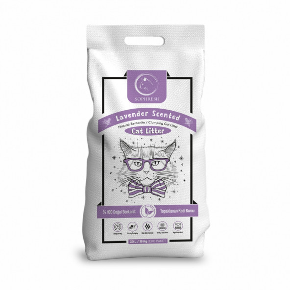 SOPHRESH LS250 Lavanta Kokulu Topaklanan Kedi Kumu 20 Lt/ Cat Litter ürün görseli 1