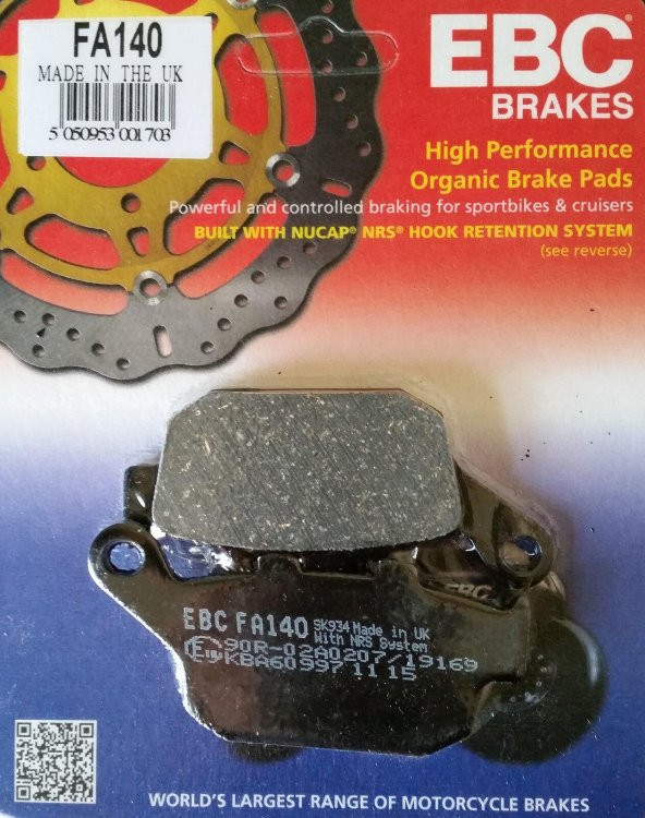 Ebc Fa140 2013-2018 Honda CBR 500R Uyumlu Arka Fren Balatası Organik Balata ürün görseli 1