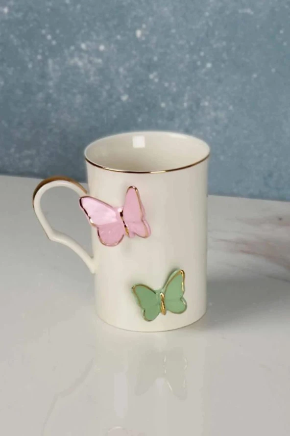 Arow Mariposa 530 Kelebek Desenli Porselen Kupa ürün görseli 1