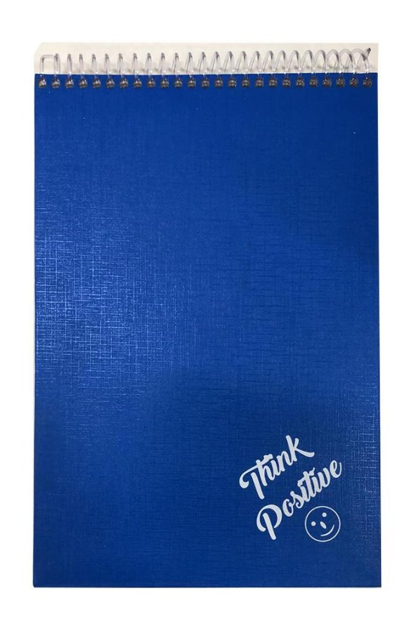 Üstten Spralli Sert Kapak Bloknot 100 Yaprak Çizgili Defter 17x24 Cm Mavi Renk 1 Adet Think Positive ürün görseli 1