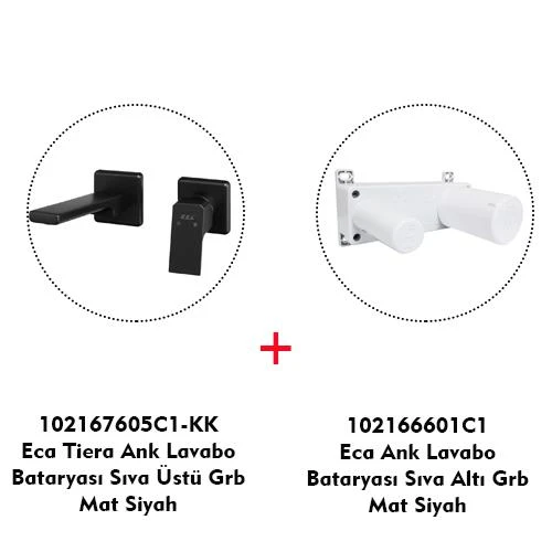 Eca Tiera Ankastre Lavabo Bataryası Mat Siyah Set ECA.ANKSET.LC101.C1 ürün görseli 1