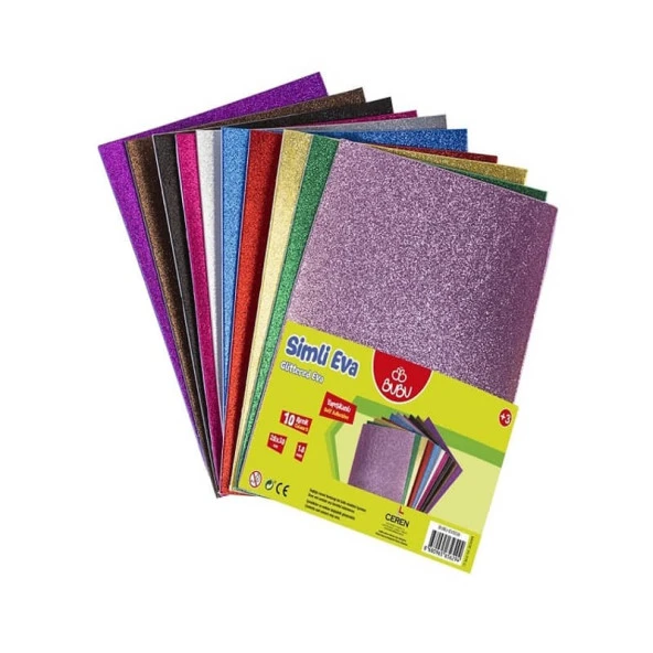 Bubu Simli Yapışkanlı Eva 20x30 cm.10 Renk ürün görseli 1