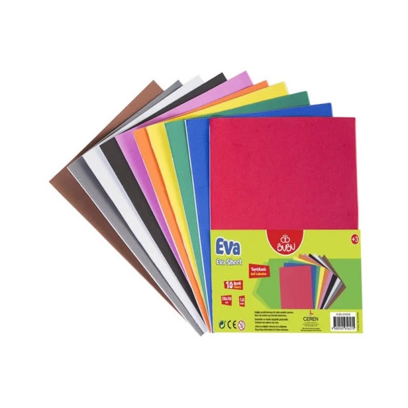 Bubu Yapışkanlı Eva 20x30 cm.10 Renk ürün görseli 1