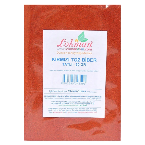 LokmanAVM Kırmızı Toz Biber Tatlı 50 Gr Pkt - Resim 2