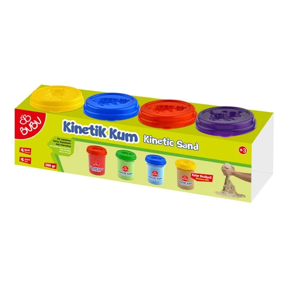 BuBu Kinetik Kum 4 Renk x 200 gr. Bardak ürün görseli 1