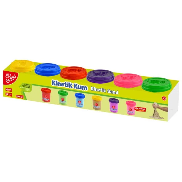 BuBu Kinetik Kum 6 Renk x 200 gr. Bardak ürün görseli 1