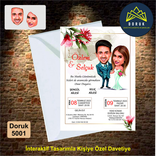 Düğün Davetiyesi Kişiye Özel 5001 ürün görseli 1