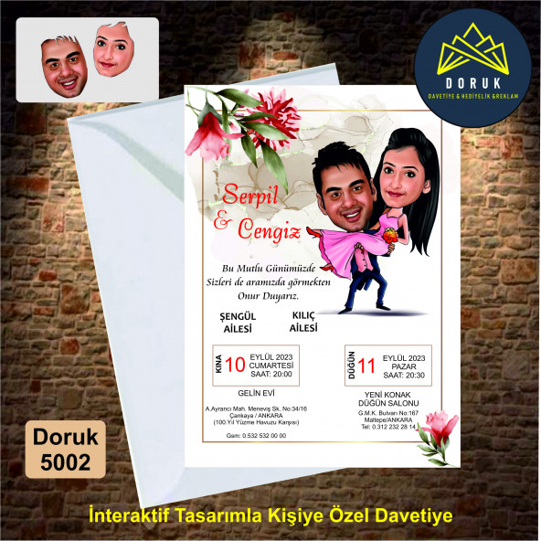 Düğün Davetiyesi Kişiye Özel 5002 ürün görseli 1