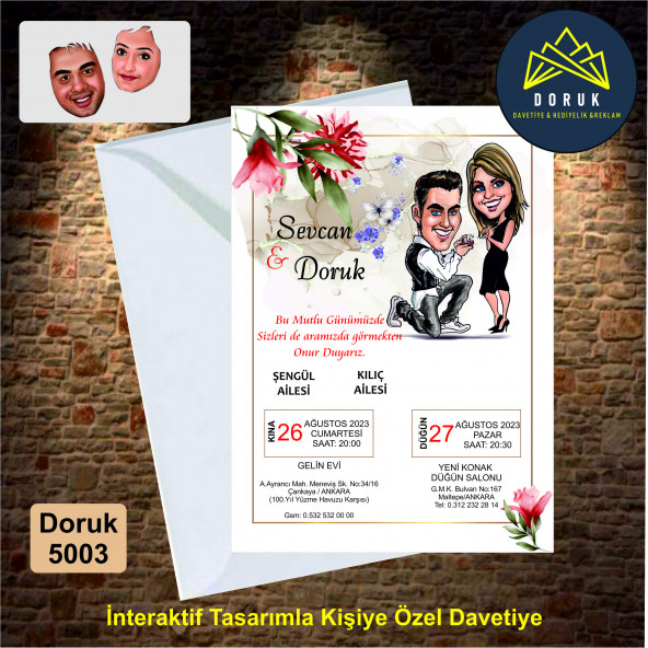 Düğün Davetiyesi Kişiye Özel 5003 ürün görseli 1