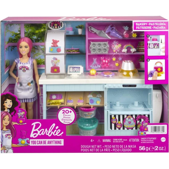 Barbie Pasta Dükkanı Oyun Seti ve Pembe Saçlı Minyon 30 Cm Bebek ürün görseli 1