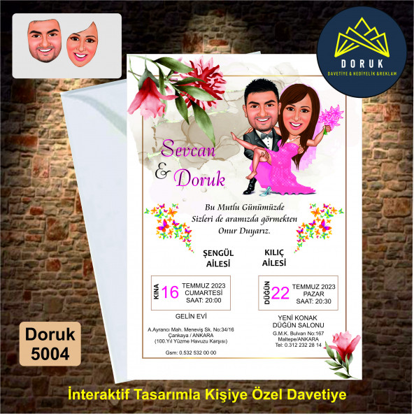 Düğün Davetiyesi Kişiye Özel 5005 ürün görseli 1