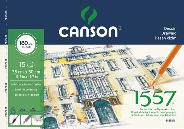 Canson 1557 Dessin Resim Ve Çizim Defteri 180 gr. 35x50 cm. 15 Sayfa ürün görseli 1