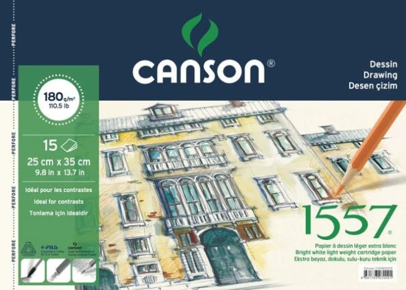 Canson 1557 Dessin Resim Ve Çizim Defteri 180 gr. 25x35 cm. 15 Sayfa ürün görseli 1