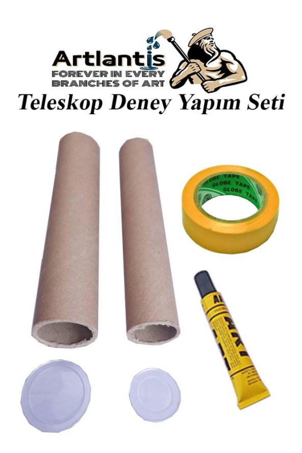 Basit Teleskop Yapım Seti 1 Paket Teleskop Deney Seti Silindir Karton Mercek Okul Sınıf Etkinlik ürün görseli 1
