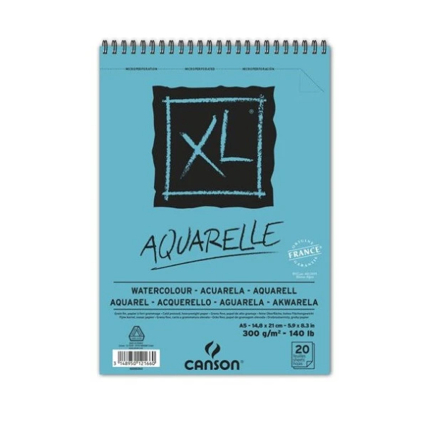 Canson XL Spiralli Suluboya Blok 300 gr. A5 20 Sayfa ürün görseli 1