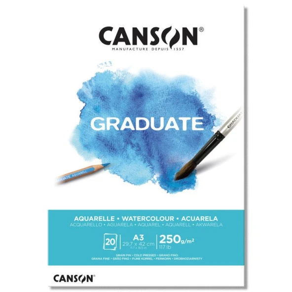 Canson Graduate Watercolour Suluboya Blok 250 gr. A3 20 yp. ürün görseli 1