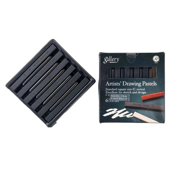 Mungyo Gallery Artists Çizim Pasteli 6lı Siyah ürün görseli 1