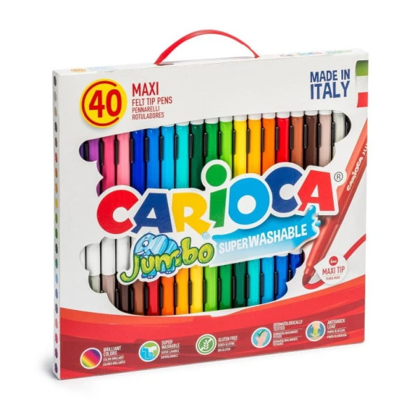 Carioca Jumbo Süper Yıkanabilir Kalın Keçeli Boya 40 Renk ürün görseli 1
